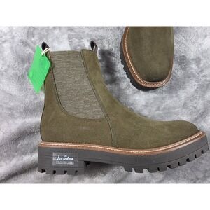 Sam Edelman Laguna Chelsea Boots Women 9.5M Olive Green Weatherproof Suede NWOB